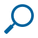 Blue magnifying glass icon image, representing search for content