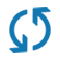 Blue circling arrows icon image, representing conversion