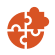 Red puzzle pieces icon image, representing integration